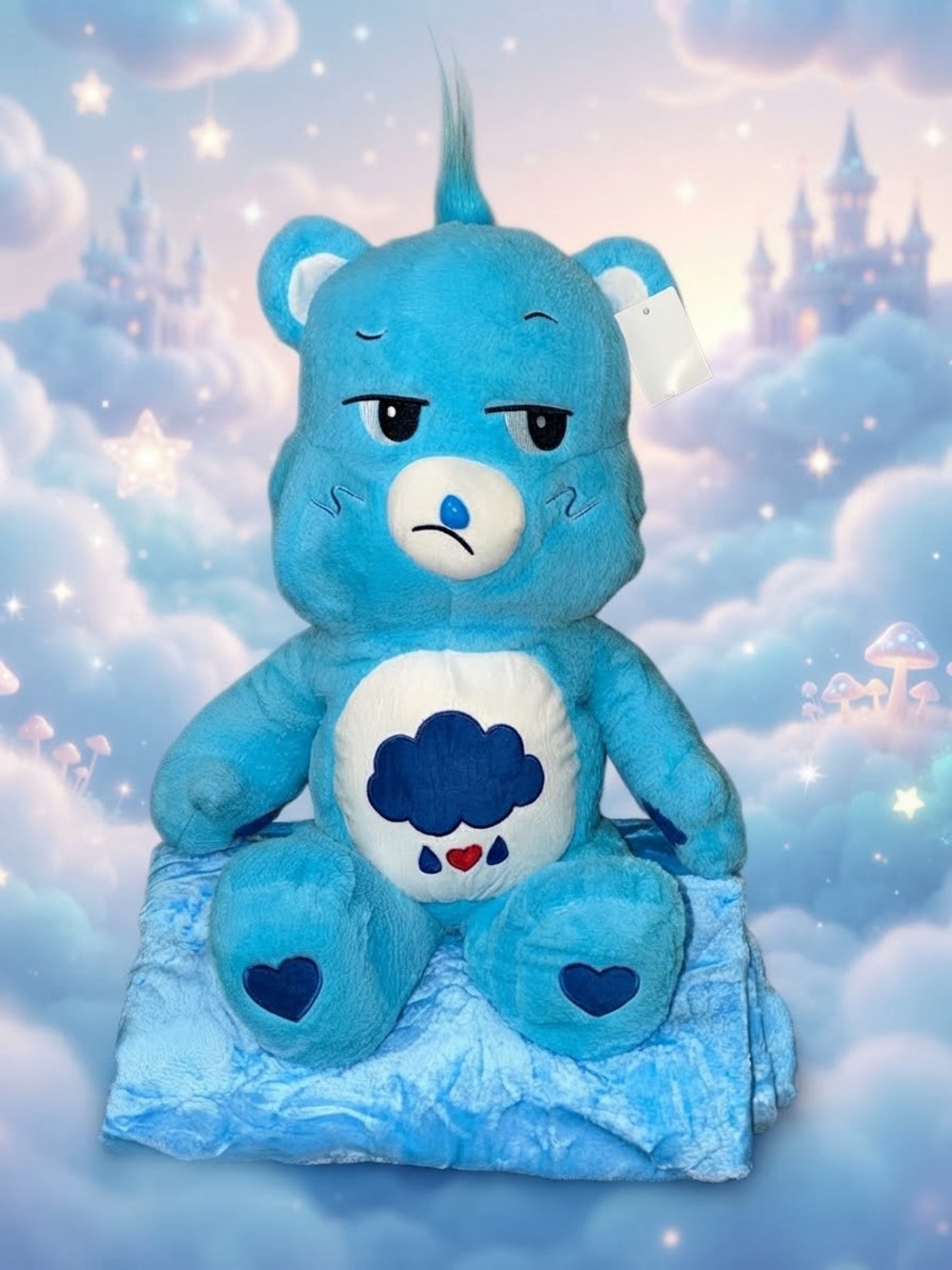 Blue Cloud Plush Bear Kids Toy - Soft Blue Comforter 24” W/blanket